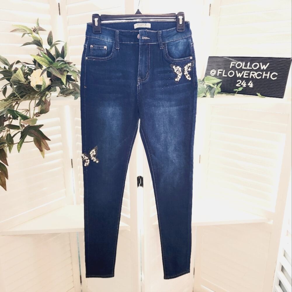 OLLY Z BUTTERFLY SKINNY JEANS SIZE 5
